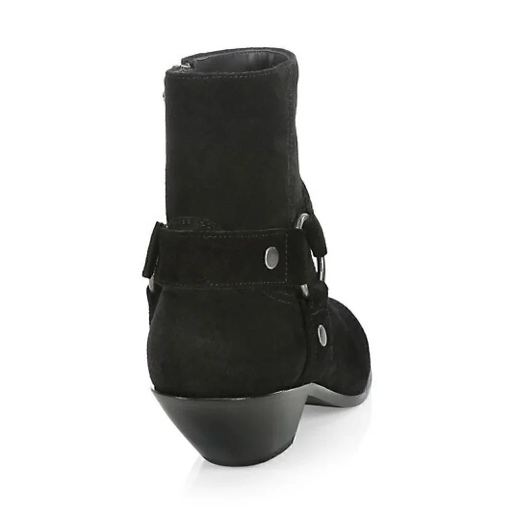 Saint Laurent Hara Suede Strap Black Booties NWT Size 6 US/6 IT - Picture 5 of 14
